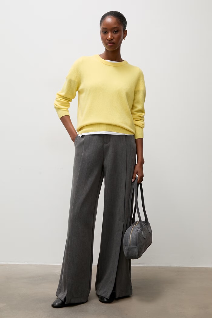 Answear.LAB Sweter damski wełniany ZW23-278 żółty WA26