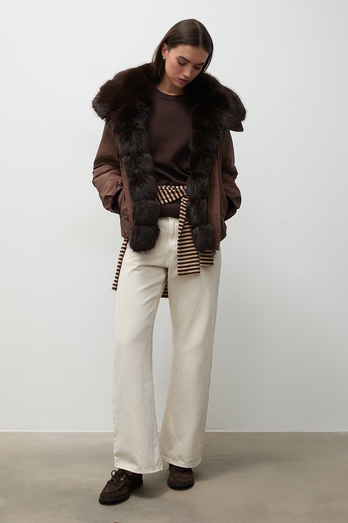 Answear.LAB Sweter damski wełniany ZW23-278 brązowy WA26