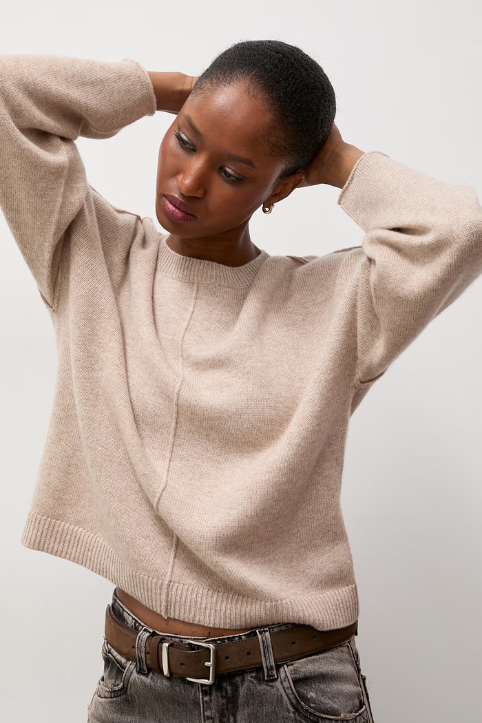 Answear.LAB Sweter damski z kaszmirem beżowy ZW21322