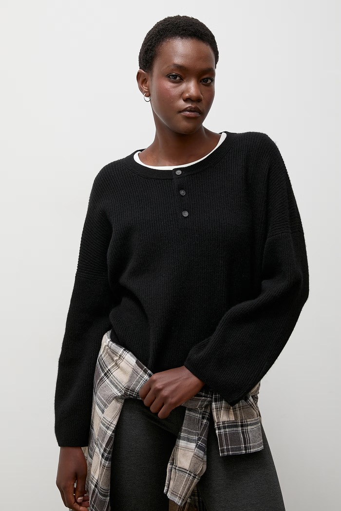 Answear.LAB Sweter damski wełniany czarny HW2013