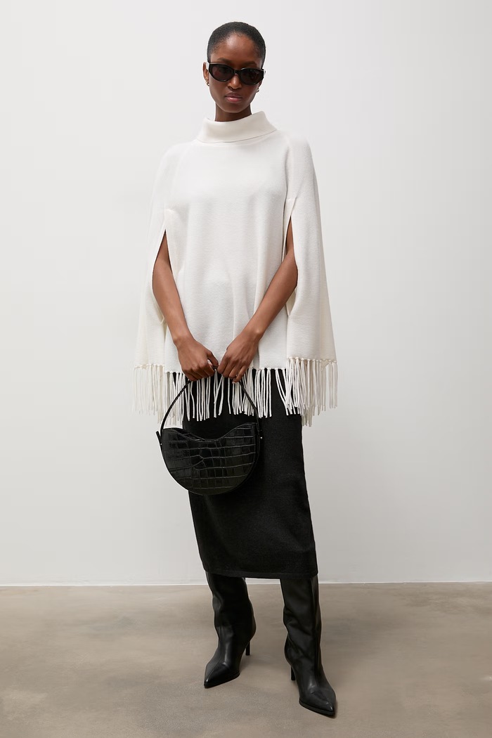 Answear.LAB Poncho damskie wełniane ZPJ2424 beżowy WA26