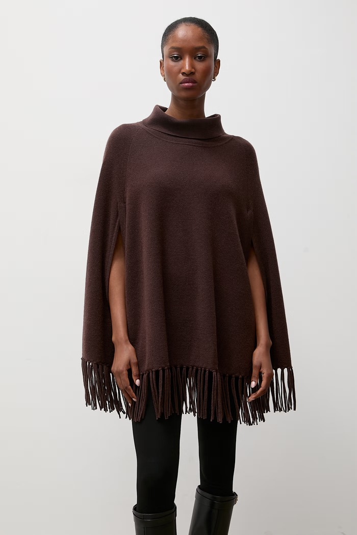 Answear.LAB Poncho damskie wełniane ZPJ2424 brązowy WA26