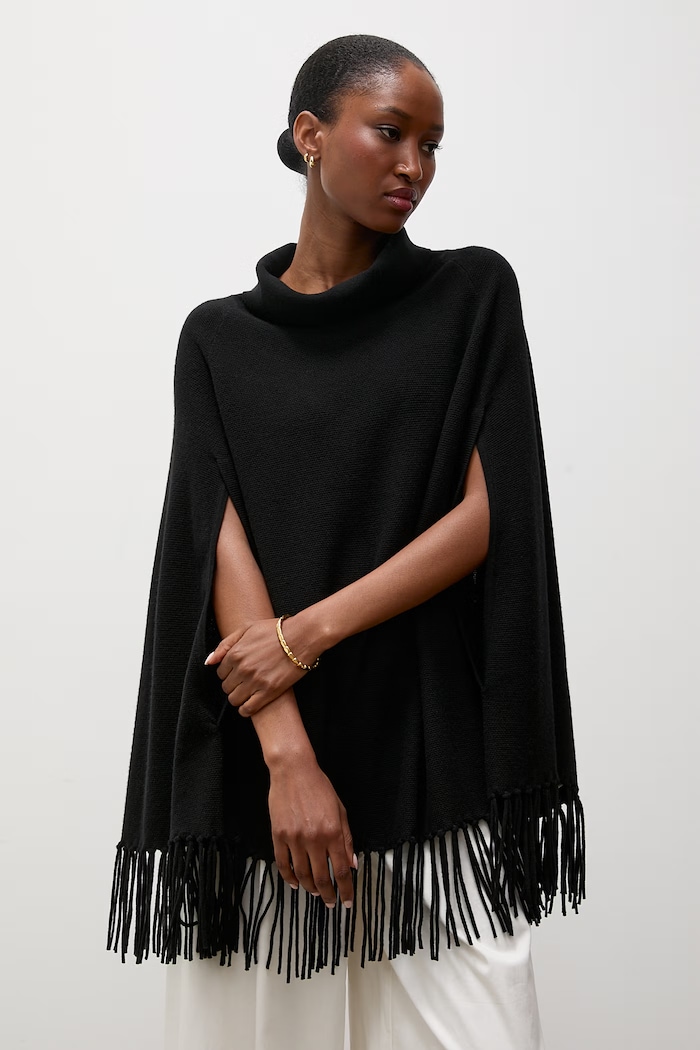 Answear.LAB Poncho damskie wełniane czarny ZPJ2424
