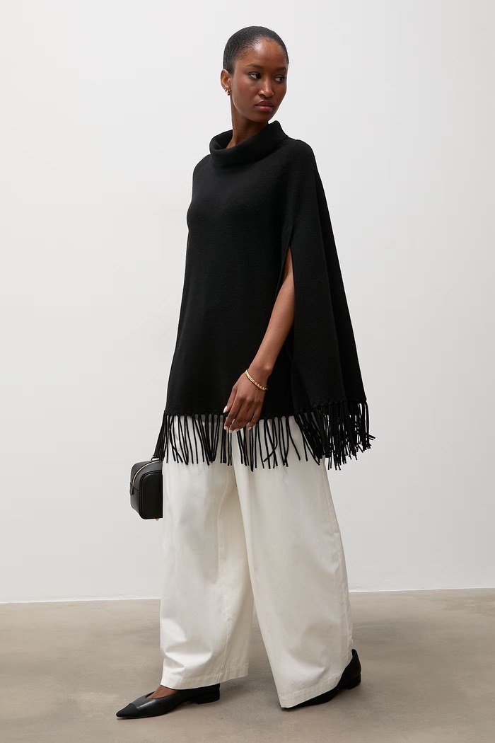 Answear.LAB Poncho damskie wełniane ZPJ2424 czarny WA26