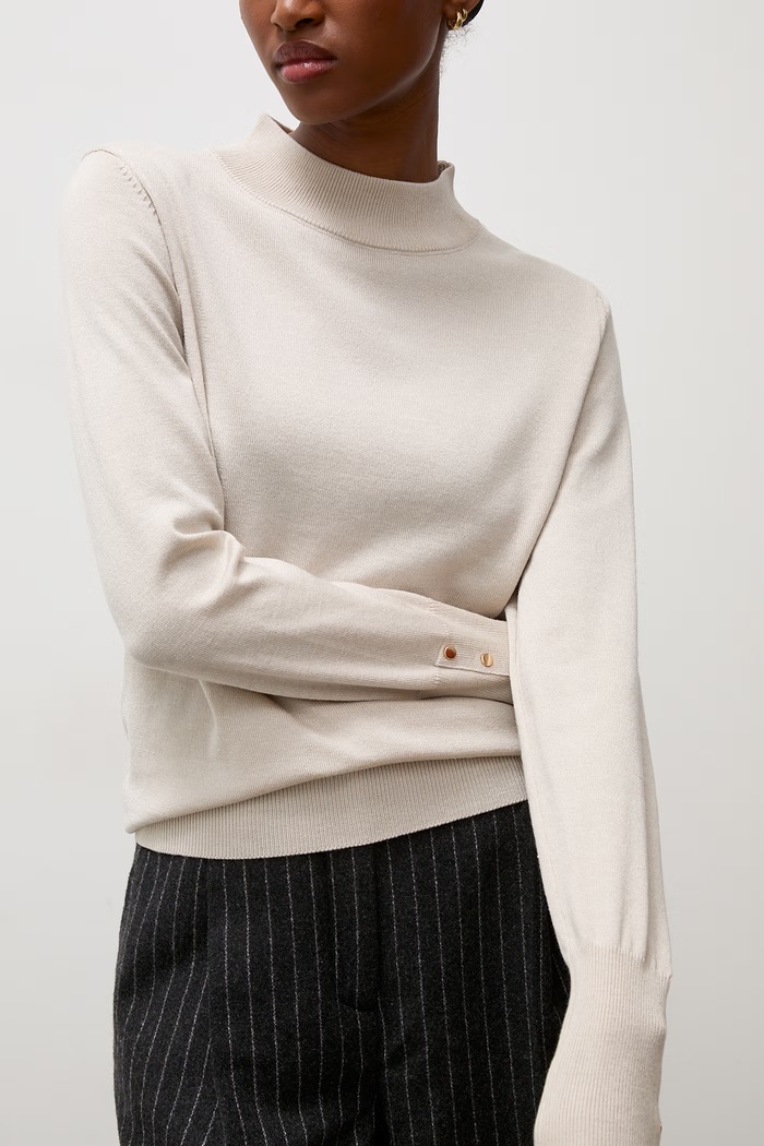 Answear.LAB Sweter damski z dodatkiem wełny beżowy WT001.hak