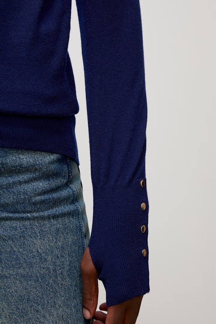 Sweter damski z dodatkiem wełny Answear.LAB granatowy WT002.hak