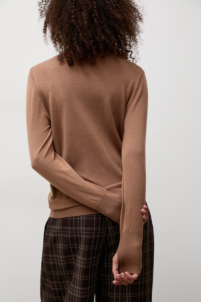 Sweter damski z dodatkiem wełny Answear.LAB WT002.hak brązowy