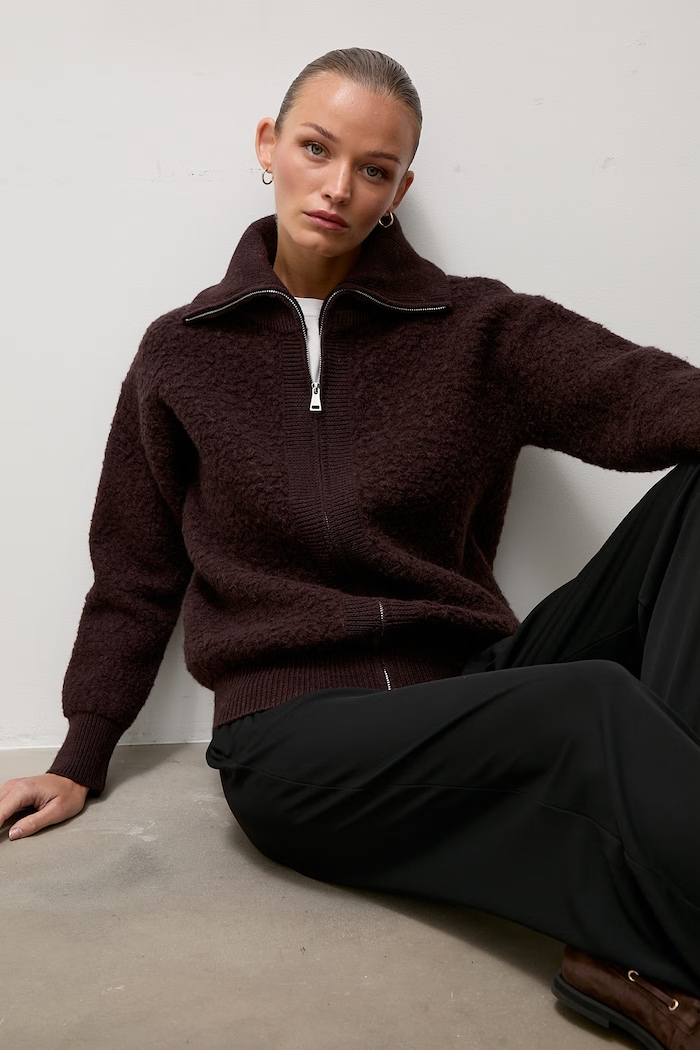 Answear.LAB Sweter rozpinany damski wełniany brązowy WF2999.fjk