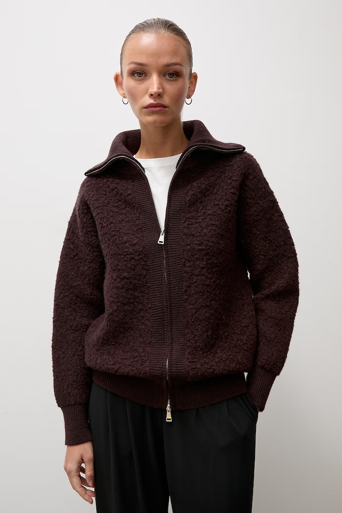 Answear.LAB Sweter rozpinany damski wełniany WF2999.fjk brązowy WA26