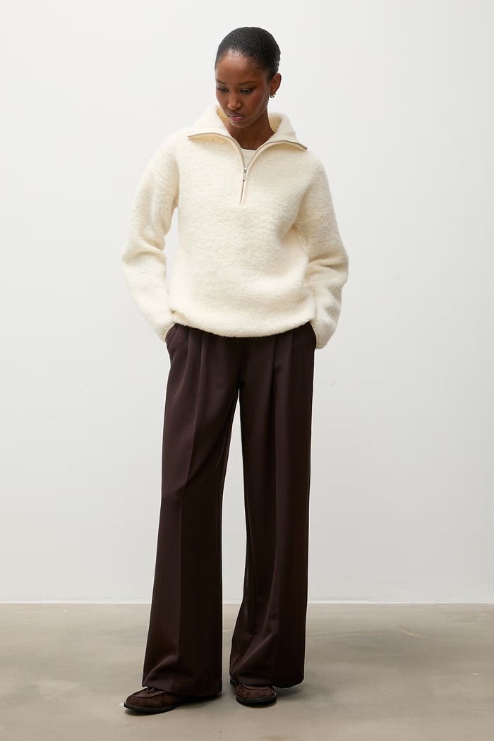 Answear.LAB Sweter damski wełniany beżowy CJF2979.fjk