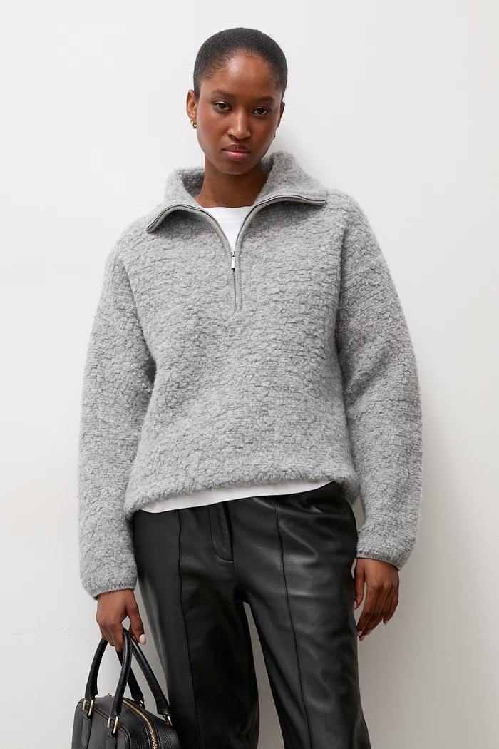 Answear.LAB Sweter damski wełniany CJF2979.fjk szary WA26