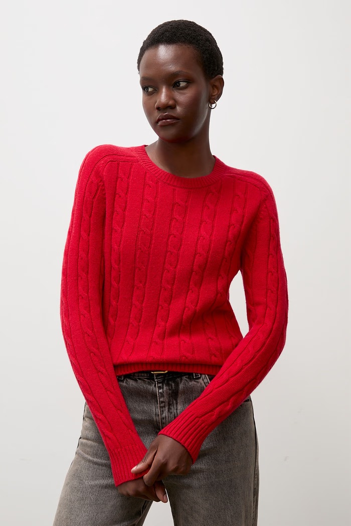 Answear.LAB Sweter damski z wełną czerwony FF2988.fjk