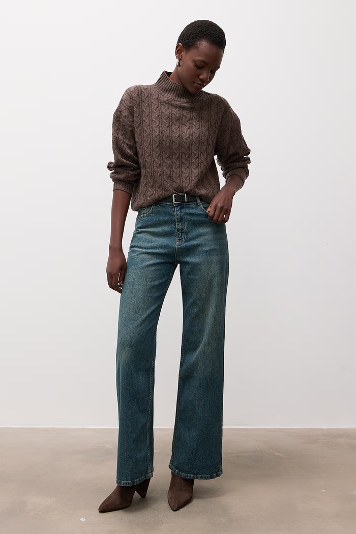 Answear.LAB Sweter damski z wełną WF2990.fjk brązowy WA26
