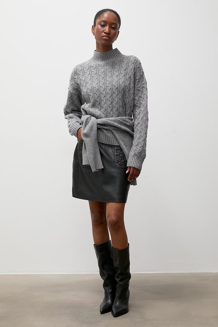 Answear.LAB Sweter damski z wełną WF2990.fjk szary WA26
