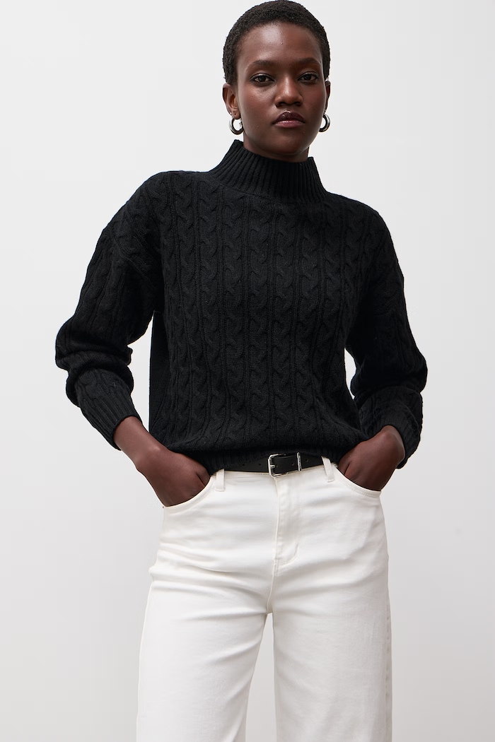 Answear.LAB Sweter damski z wełną WF2990.fjk czarny WA26