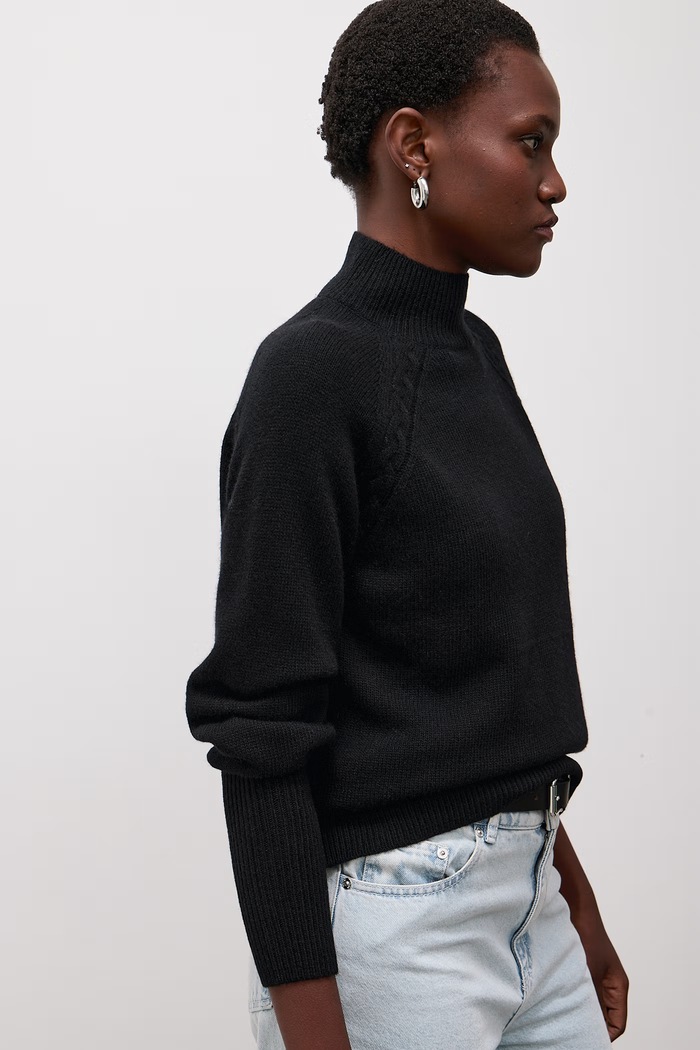 Answear.LAB Sweter damski z wełną czarny ASF2922.fjk