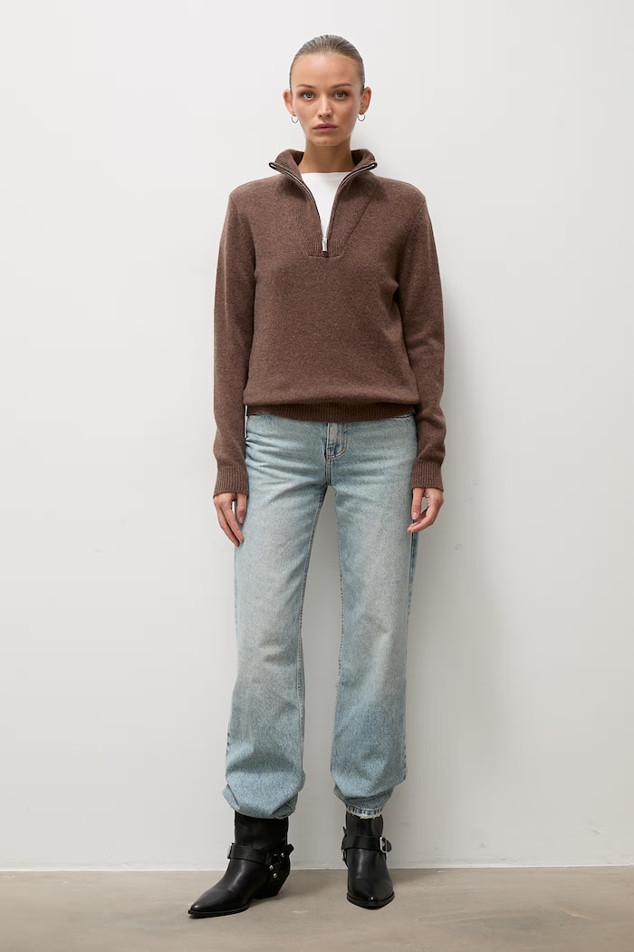 Answear.LAB Sweter damski z wełną CJF2976.fjk brązowy WA26