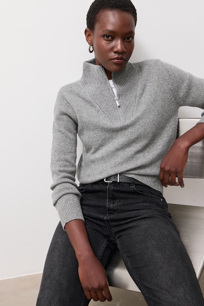 Answear.LAB Sweter damski z wełną szary CJF2976.fjk