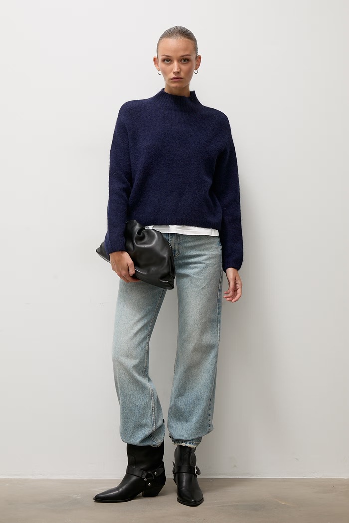 Answear.LAB Sweter damski z wełną lu1171.frjr granatowy WA26