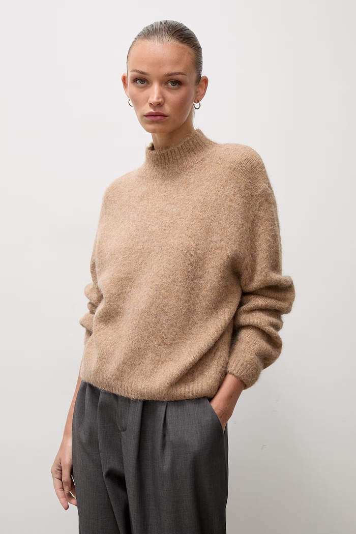 Sweter damski z wełną Answear.LAB lu1171.frjr brązowy