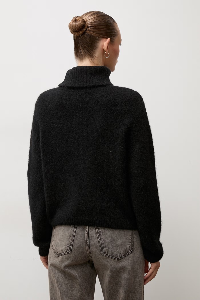 Odzież Answear.LAB Sweter damski z dodatkiem wełny lu1302.frjr czarny