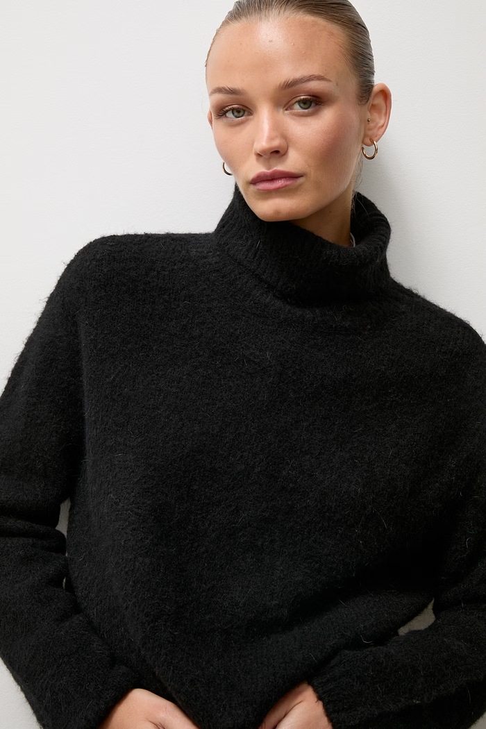 Sweter damski z dodatkiem wełny Answear.LAB lu1302.frjr czarny