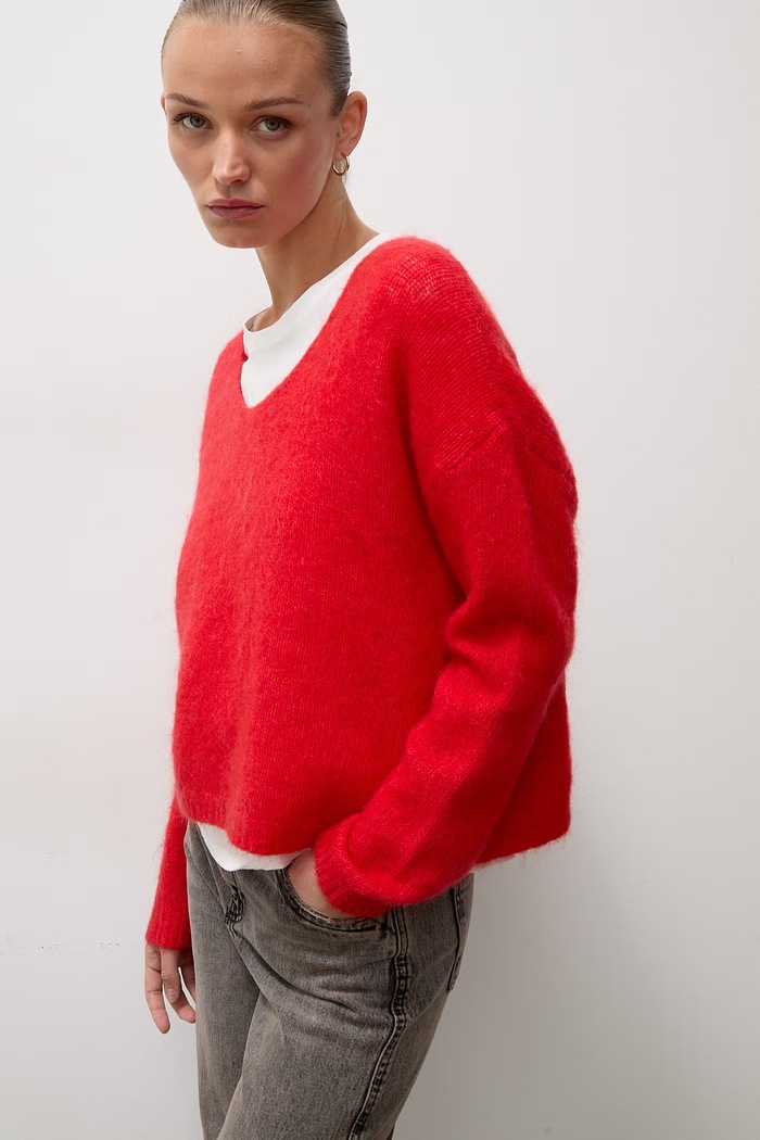 Answear.LAB Sweter damski z dodatkiem wełny czerwony lu1167Long.frjr