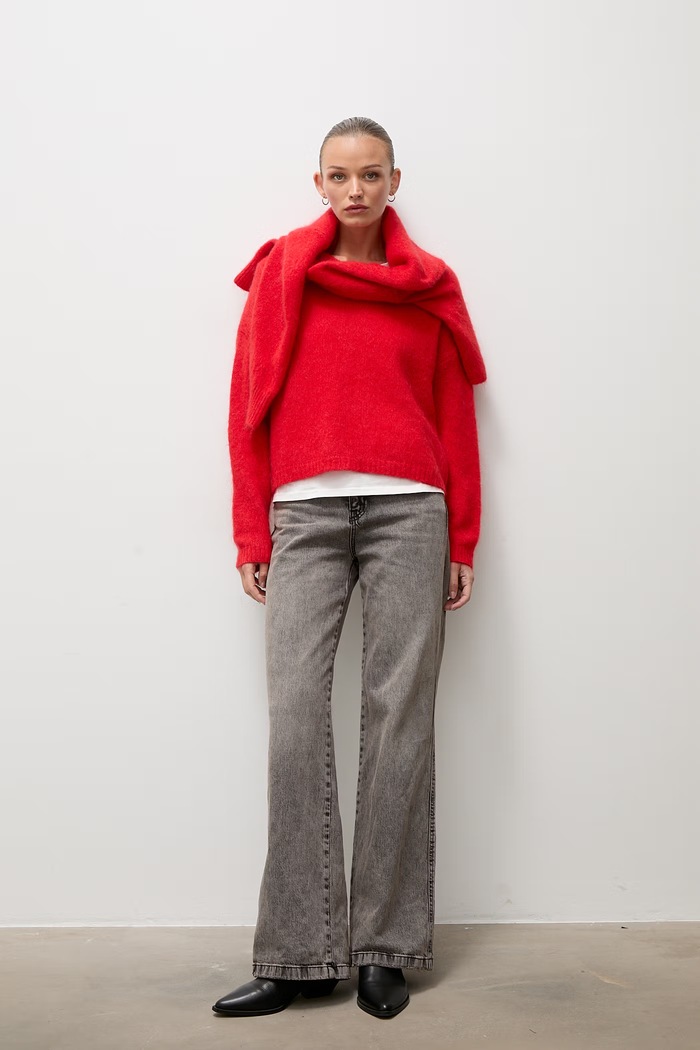 Answear.LAB Sweter damski z dodatkiem wełny lu1167Long.frjr czerwony WA26