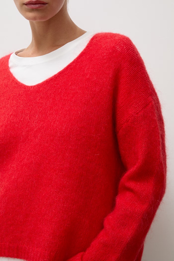 Sweter damski z dodatkiem wełny Answear.LAB czerwony lu1167Long.frjr