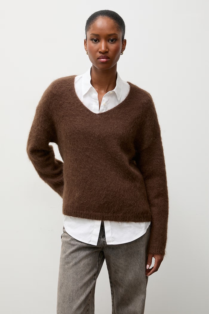 Sweter damski z dodatkiem wełny Answear.LAB lu1167Long.frjr brązowy