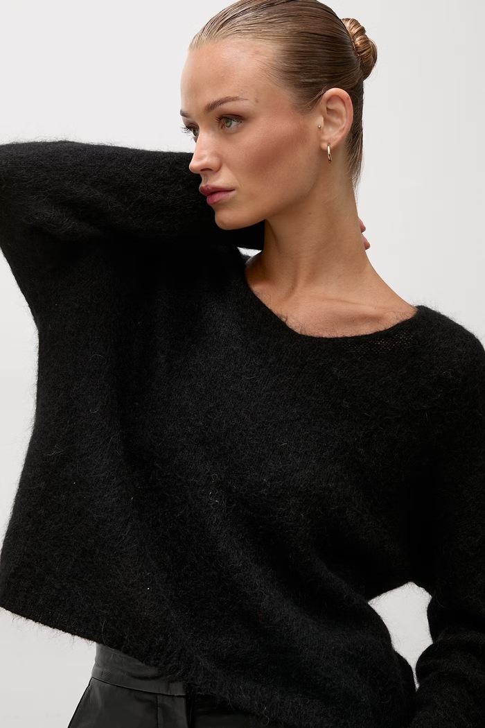 Answear.LAB sweter damski z dodatkiem wełny czarny lu1167Long.frjr