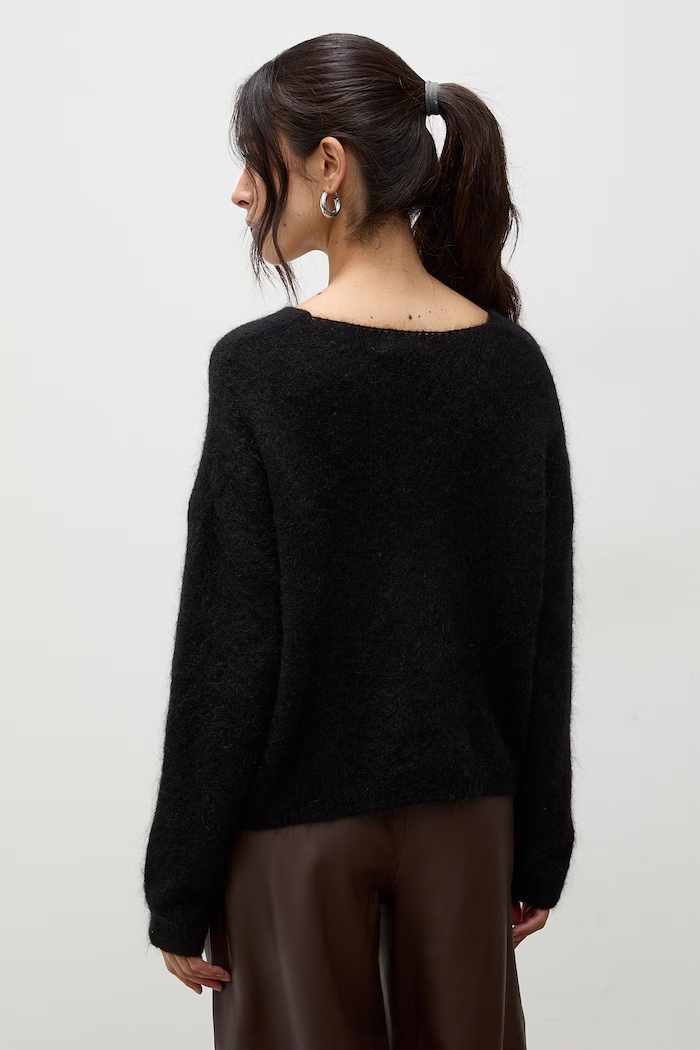 Sweter damski z dodatkiem wełny Answear.LAB lu1167Long.frjr czarny