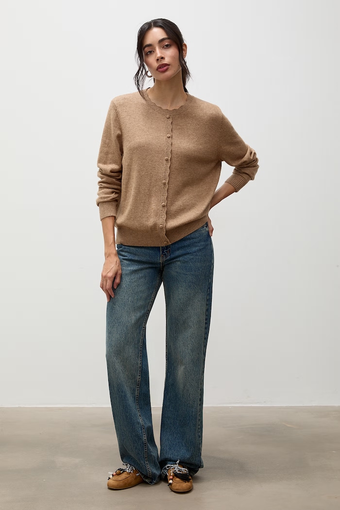 Answear.LAB Sweter damski z wełną lu1179.frjr brązowy WA26