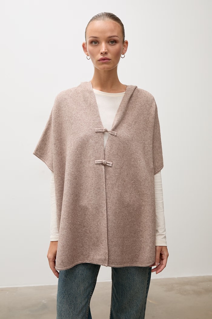 Answear.LAB poncho damskie z wiskozą beżowy IP22P62.fjr