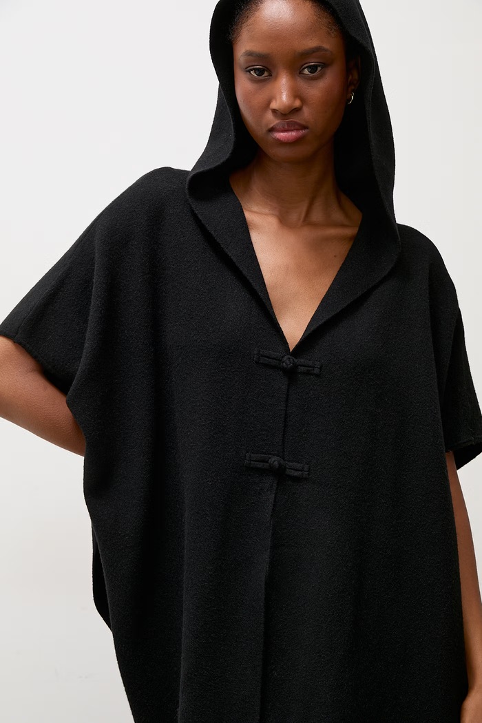 Answear.LAB poncho damskie z wiskozą czarny IP22P62.fjr