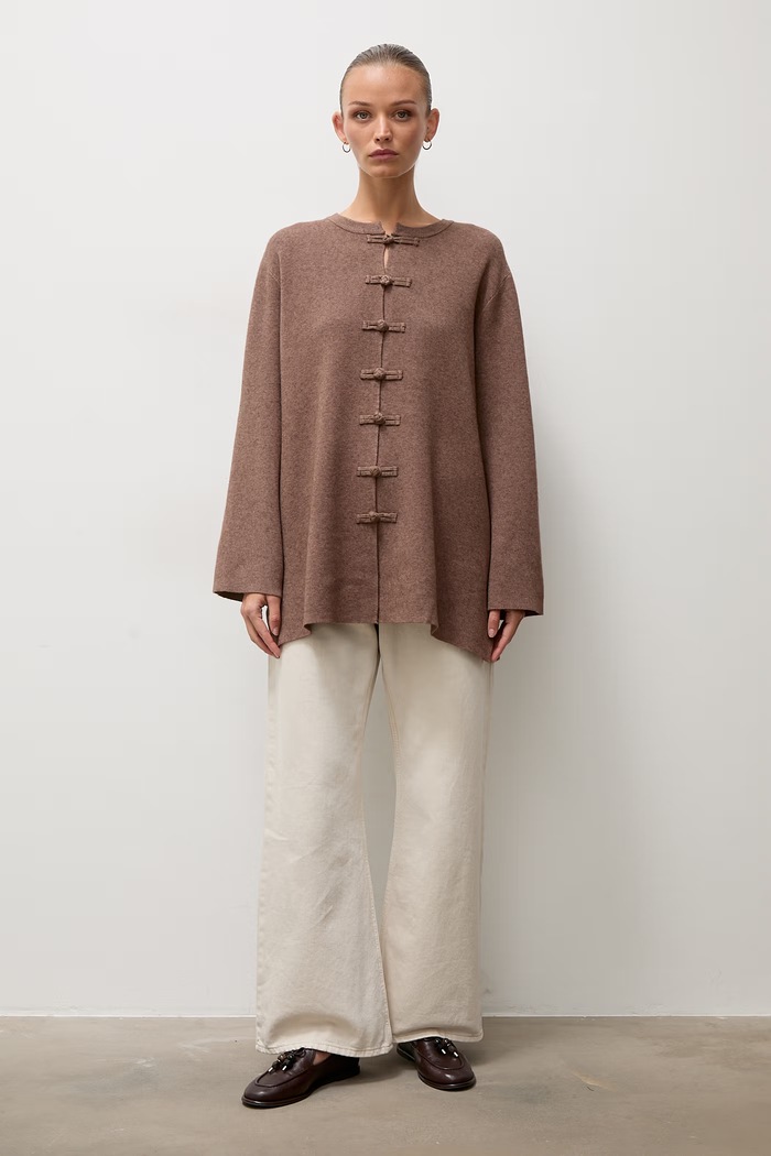 Answear.LAB sweter rozpinany damski z wiskozą brązowy ME1164.SZORT.fjr