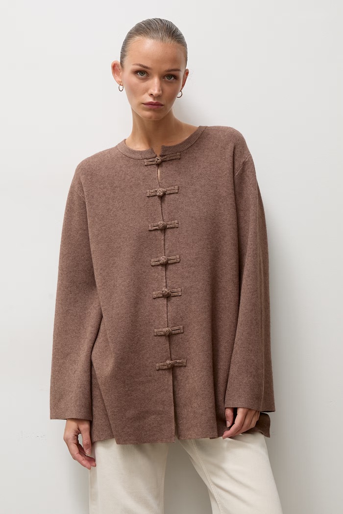 Answear.LAB sweter rozpinany damski z wiskozą ME1164.SZORT.fjr brązowy WA26