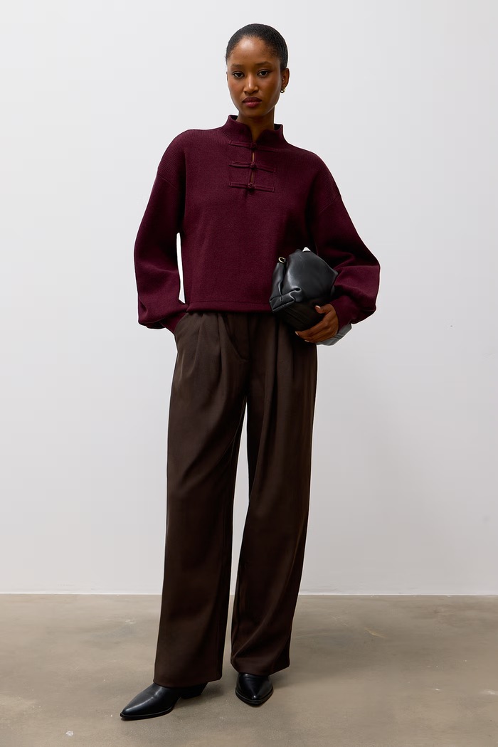 Answear.LAB Sweter damski z wiskozą QT91064 bordowy WA26