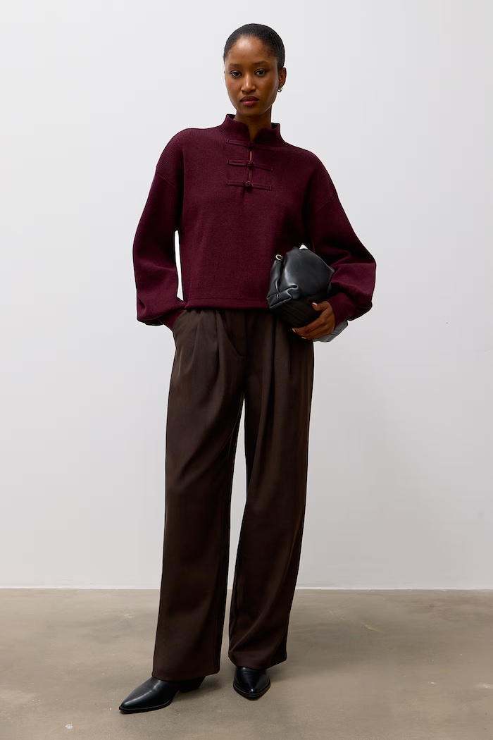 Answear.LAB Sweter damski z wiskozą QT91064 bordowy WA26