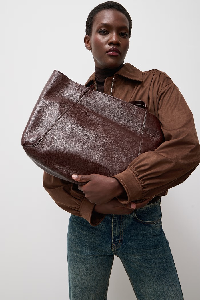 Answear.LAB Torebka shopper damska z imitacji skóry brązowy P25259-1.hak
