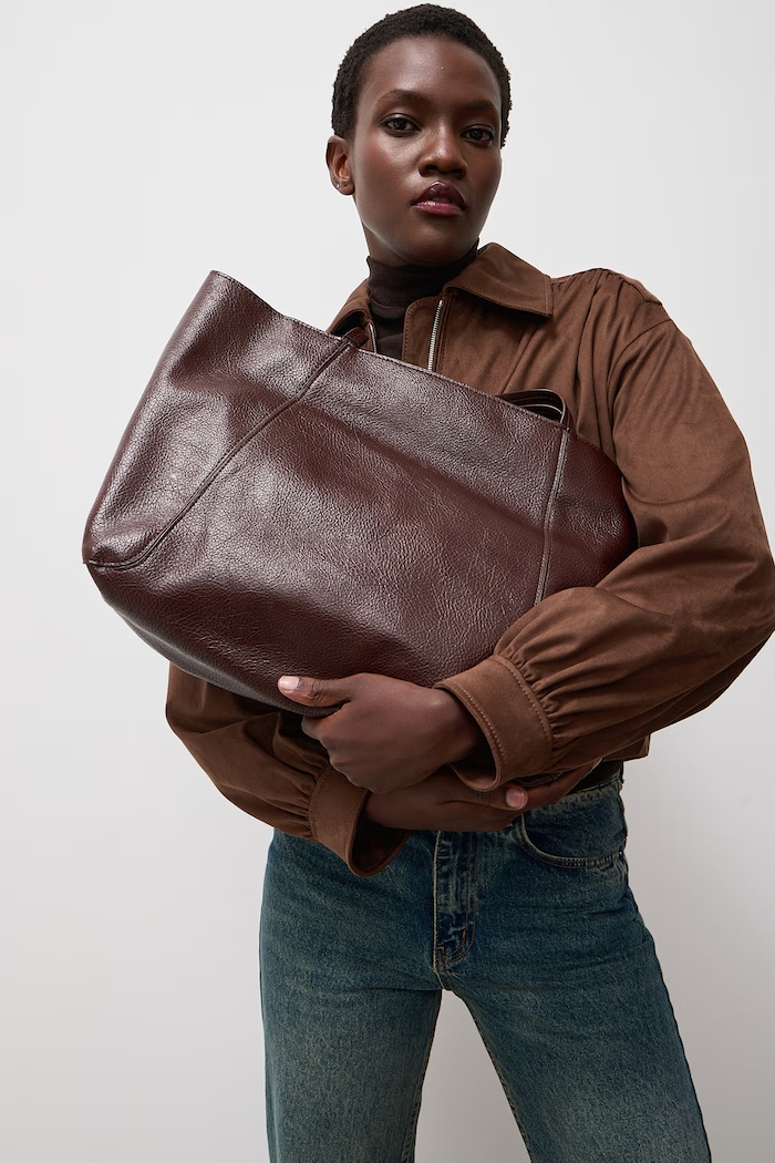 Answear.LAB Torebka shopper damska z imitacji skóry brązowy P25259-1.hak