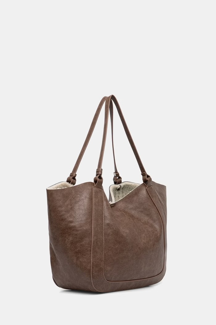 Answear.LAB Torebka shopper damska z imitacji skóry F3179-1.hak brązowy WA26