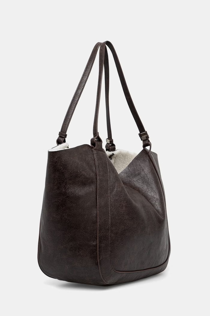 Answear.LAB Torebka shopper damska z imitacji skóry F3179-1.hak brązowy WA26