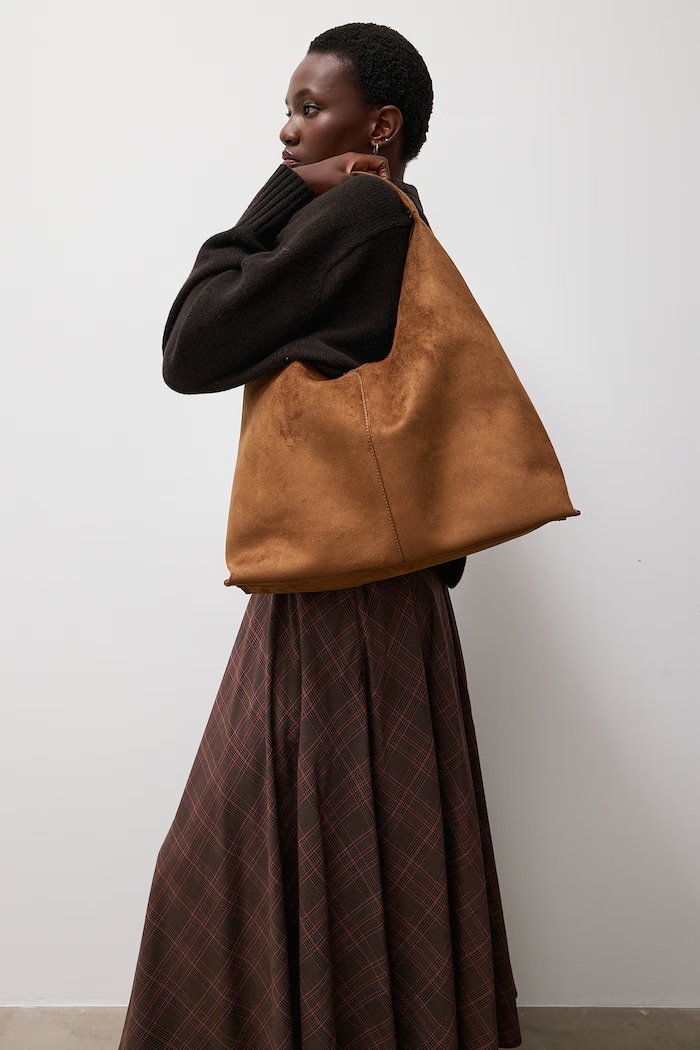 Answear.LAB Kabelka typu shopper dámska z imitácie semišu hnedá P25346-1.hak