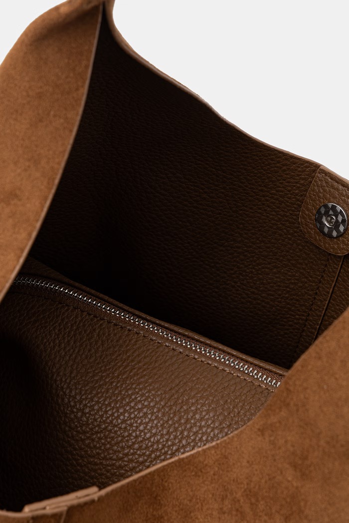 Torebka shopper damska z imitacji zamszu Answear.LAB brązowy P25346-1.hak