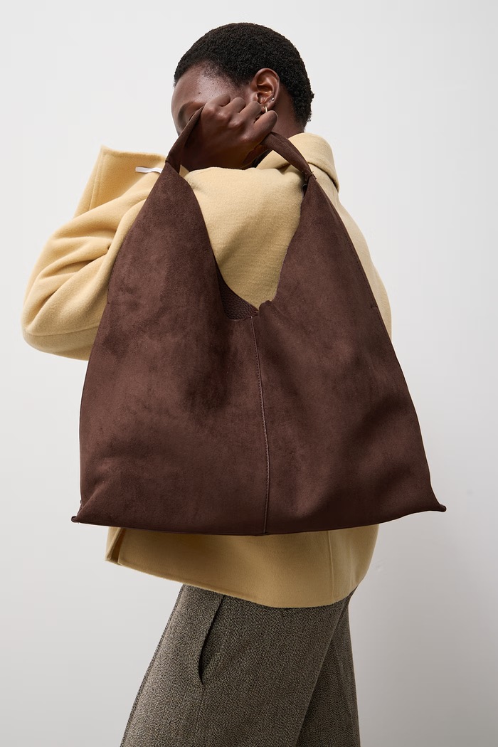 Answear.LAB Torebka shopper damska z imitacji zamszu brązowy P25346-1.hak