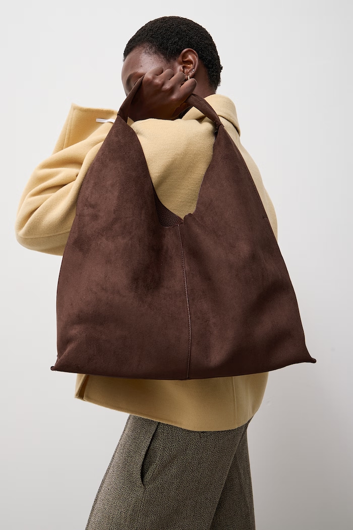 Answear.LAB Torebka shopper damska z imitacji zamszu brązowy P25346-1.hak