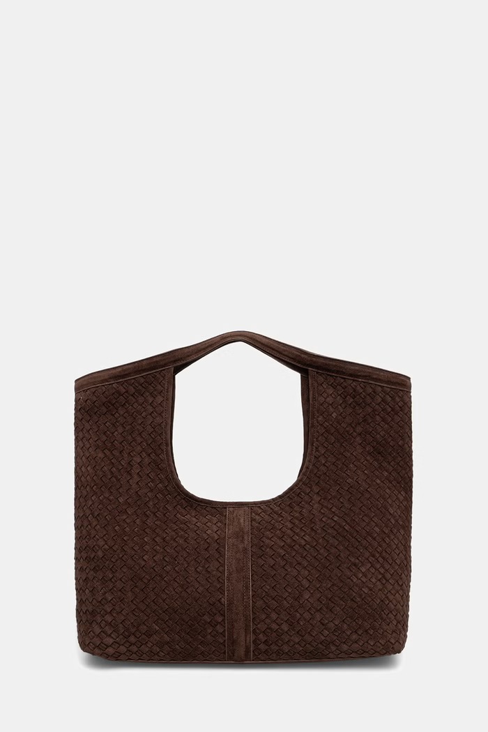 Answear.LAB Torebka shopper damska z imitacji zamszu brązowy P25087-4.hak
