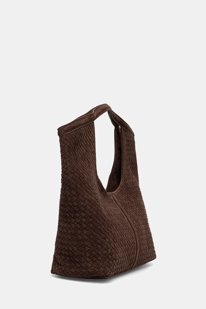 Answear.LAB Torebka shopper damska z imitacji zamszu P25087-4.hak brązowy WA26