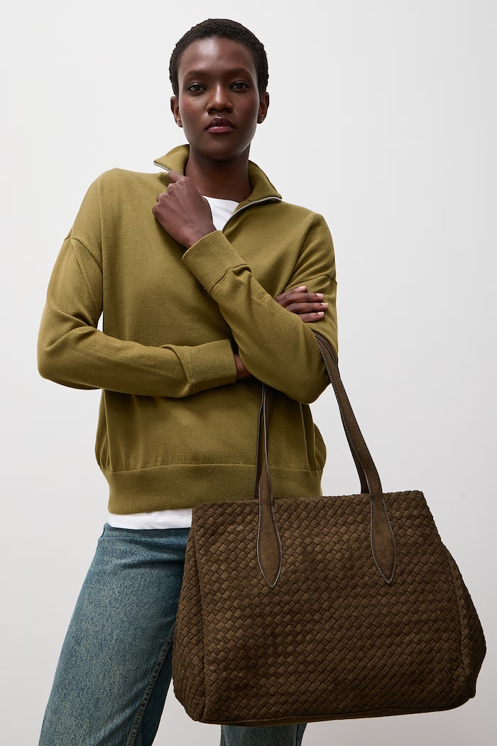 Answear.LAB Kabelka typu shopper dámska z imitácie semišu zelená YP-21939.hak